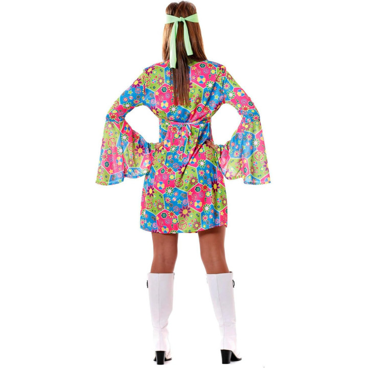 Disfraz Flower Power Hippie para mujer, talla M (38-40)