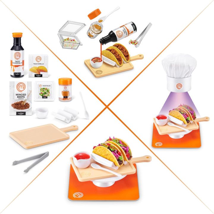 ZURU Mini Brands Create MasterChef S2, pack de 2, mini platos DIY, herramienta UV LED y receta, no comestible