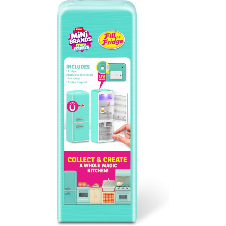 ZURU Mini Brands Fill The Fridge, kit de juego DIY de resina con luz UV y receta exclusiva, no comestible, 8+ años