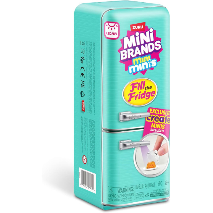 ZURU Mini Brands Fill The Fridge, kit de juego DIY de resina con luz UV y receta exclusiva, no comestible, 8+ años