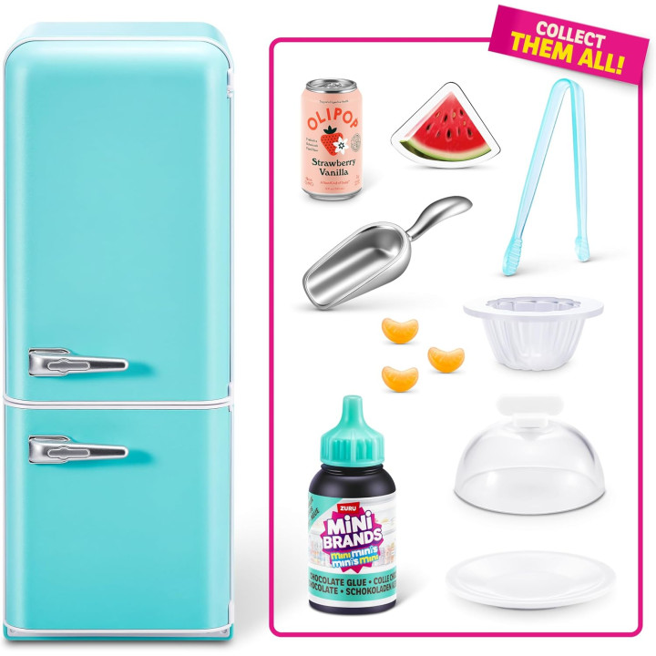 ZURU Mini Brands Fill The Fridge, kit de juego DIY de resina con luz UV y receta exclusiva, no comestible, 8+ años