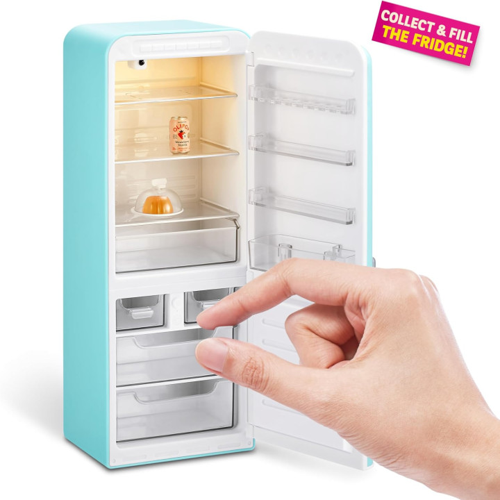 ZURU Mini Brands Fill The Fridge, kit de juego DIY de resina con luz UV y receta exclusiva, no comestible, 8+ años