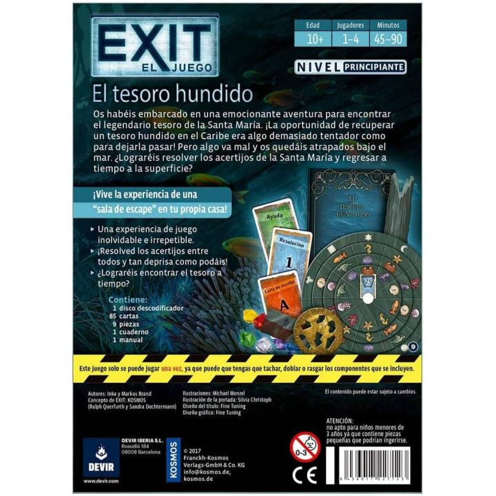 Devir - Exit: El Tesoro Hundido, Español, Juego de Mesa con Amigos, Escape Room