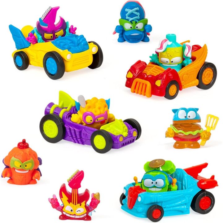 SUPERTHINGS Power Super Card Game Battle Starter Pack, Hideout, Supercar, 2 figuras, libro de colección y 12 cartas
