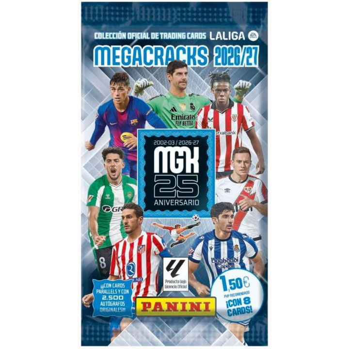 Panini Megacracks LaLiga 2026-2027 Super Pack de Lanzamiento, archivador, 4 sobres y 3 cartas de edición limitada