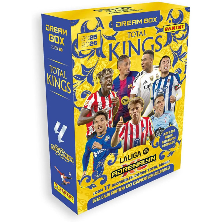 Panini Adrenalyn XL LaLiga EA Sports 2025/26 Dream Box Total Kings, 50 cartas, 26 exclusivas