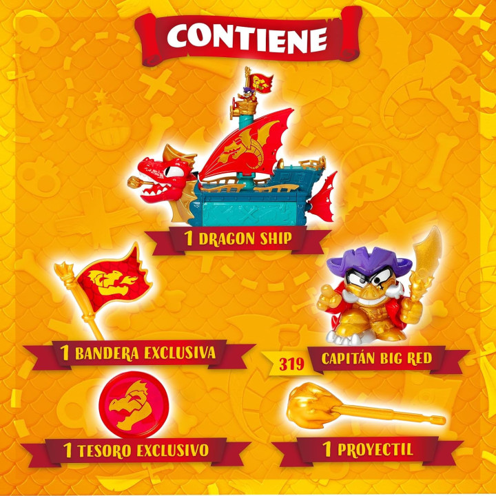 Piratix Dragon Ship - Barco dragón transformable 3 en 1 con figura y accesorios