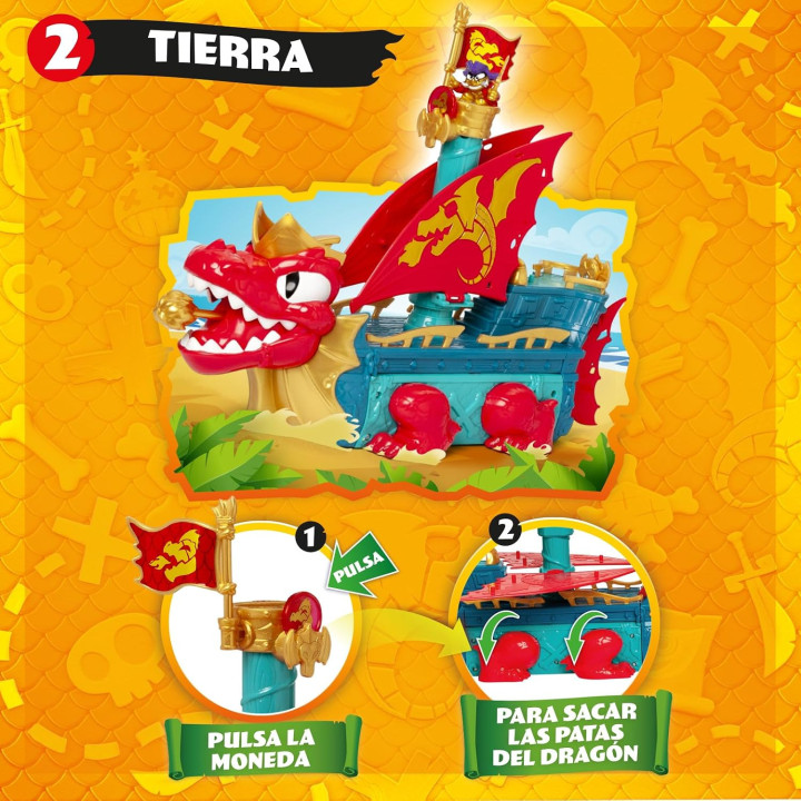 Piratix Dragon Ship - Barco dragón transformable 3 en 1 con figura y accesorios