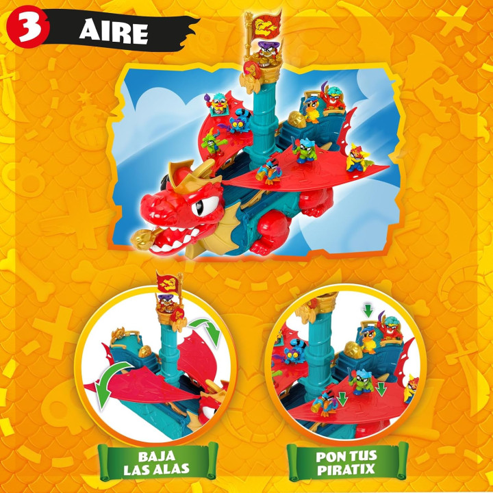 Piratix Dragon Ship - Barco dragón transformable 3 en 1 con figura y accesorios
