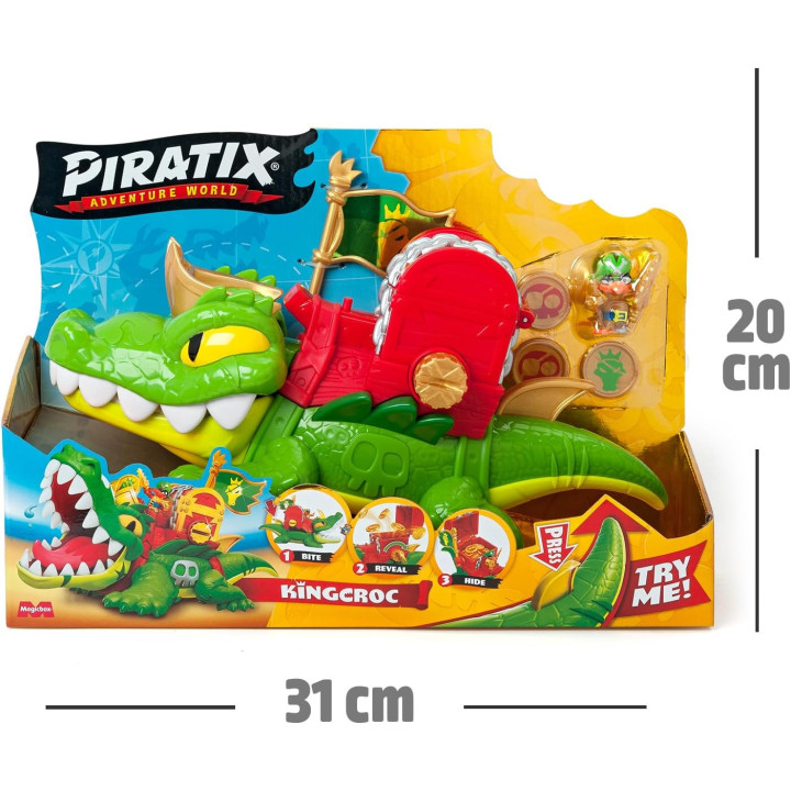 PIRATIX King Croc - Cocodrilo articulado con tesoro