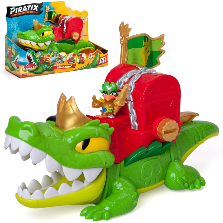 PIRATIX King Croc - Cocodrilo articulado con tesoro