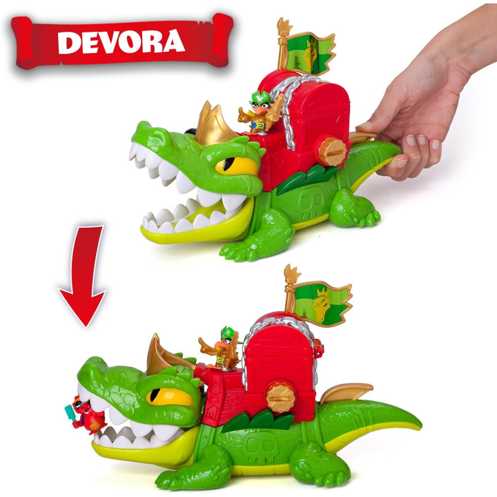 PIRATIX King Croc - Cocodrilo articulado con tesoro