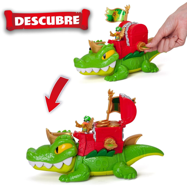 PIRATIX King Croc - Cocodrilo articulado con tesoro