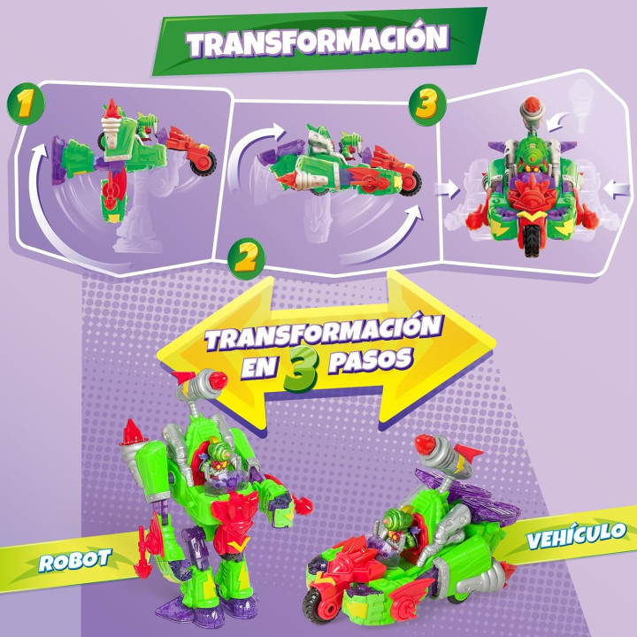 SUPERTHINGS Turbo Warrior Speed. Robot Villano transformable.
