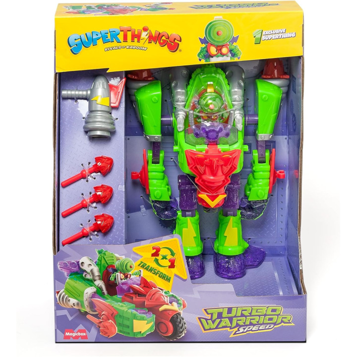 SUPERTHINGS Turbo Warrior Speed. Robot Villano transformable.