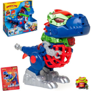 SUPERTHINGS Mr King T-Rex, robot dinosaurio con luces y sonidos, figura y carta exclusiva