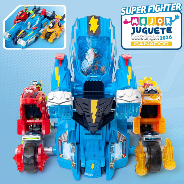 SUPERTHINGS Robot Fighter, vehículo transformable de Kid Kazoom con figura y carta exclusiva
