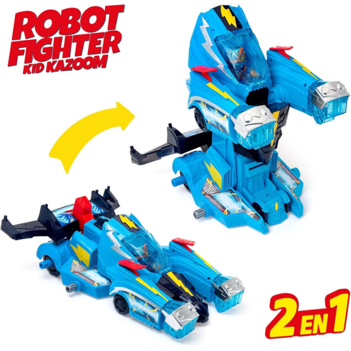 SUPERTHINGS Robot Fighter, vehículo transformable de Kid Kazoom con figura y carta exclusiva