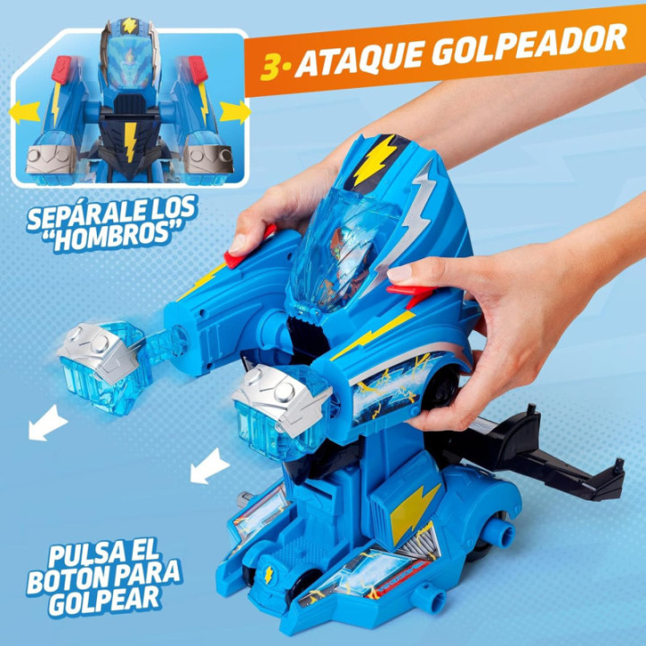 SUPERTHINGS Robot Fighter, vehículo transformable de Kid Kazoom con figura y carta exclusiva