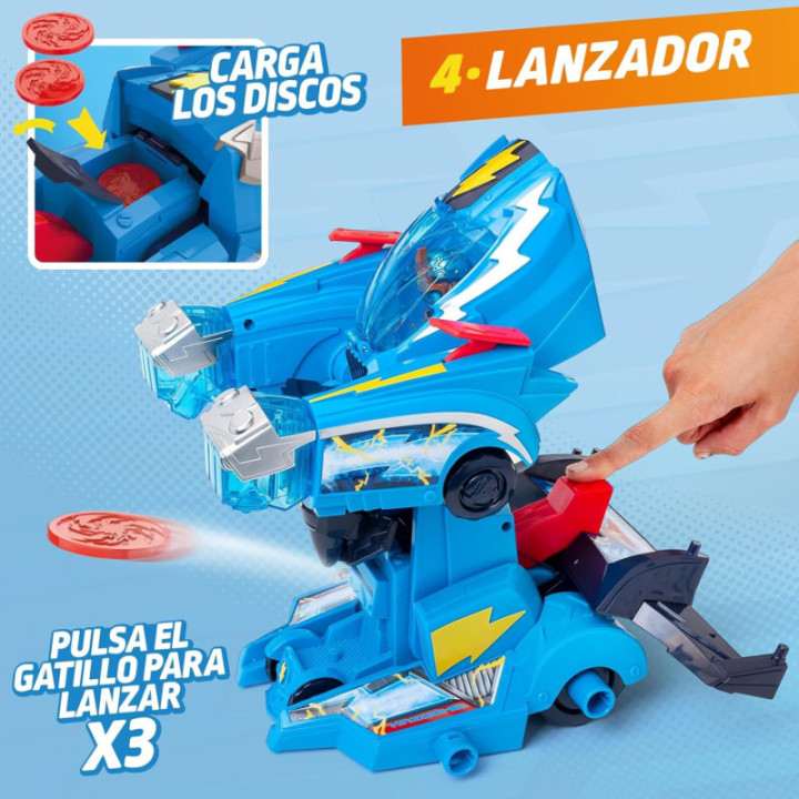 SUPERTHINGS Robot Fighter, vehículo transformable de Kid Kazoom con figura y carta exclusiva