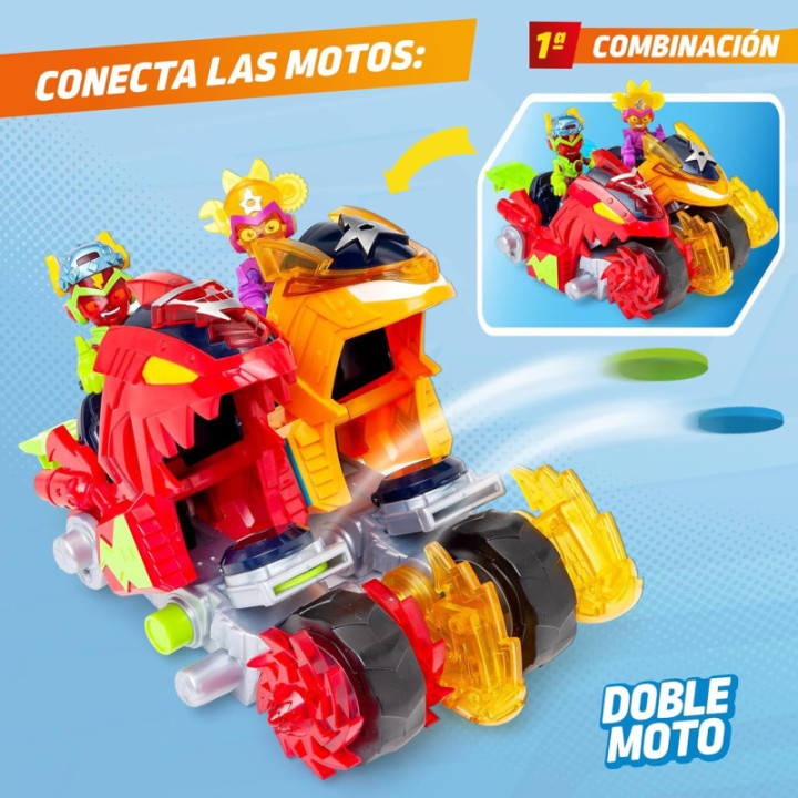 SUPERTHINGS Moto Fighter Multy, moto de combate con figura, carta exclusiva y 3 proyectiles