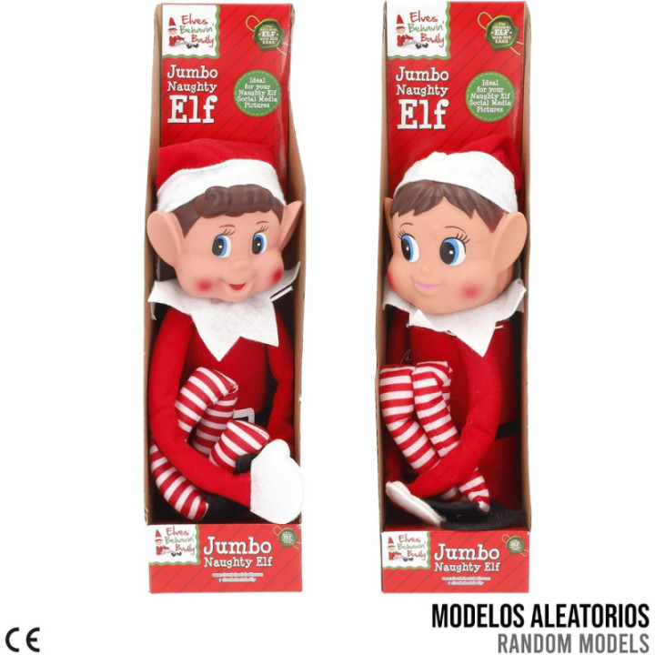 COLORBABY Elves Behavin’ Badly, elfo travieso Jumbo de 50 cm, modelo surtido Elfie o Elvie