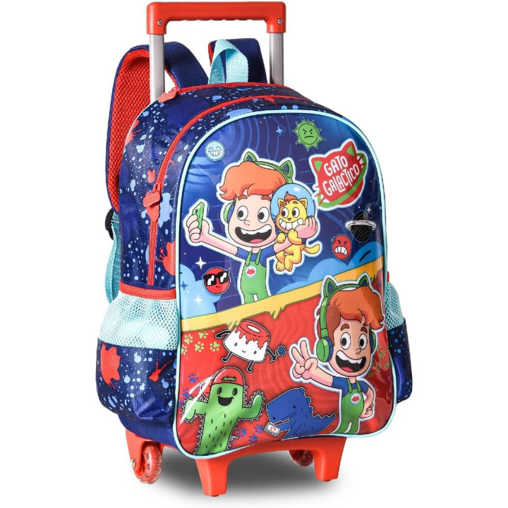 Clio Style Gato Galáctico, mochila escolar con ruedas de 40 × 30 × 13 cm
