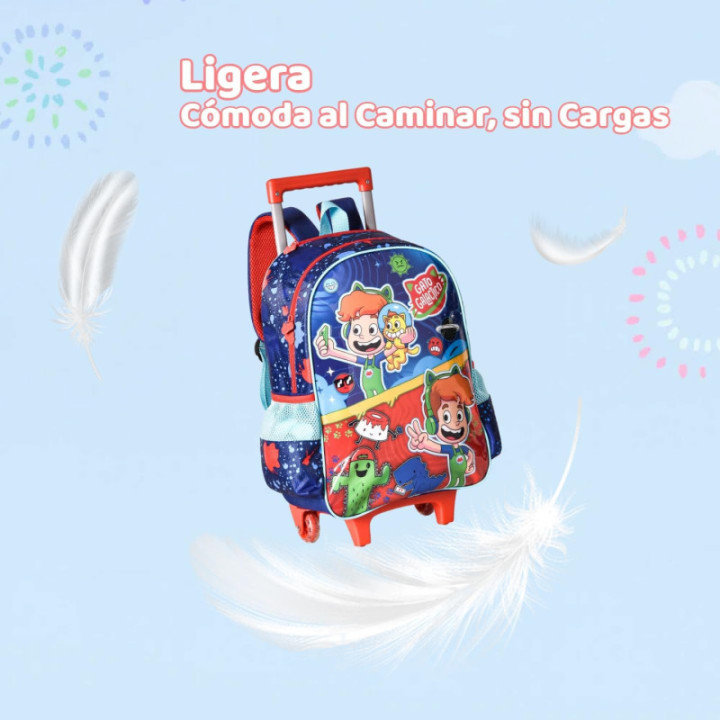 Clio Style Gato Galáctico, mochila escolar con ruedas de 40 × 30 × 13 cm