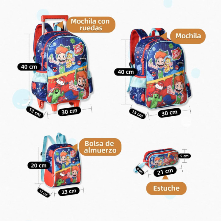 Clio Style Gato Galáctico, mochila escolar con ruedas de 40 × 30 × 13 cm