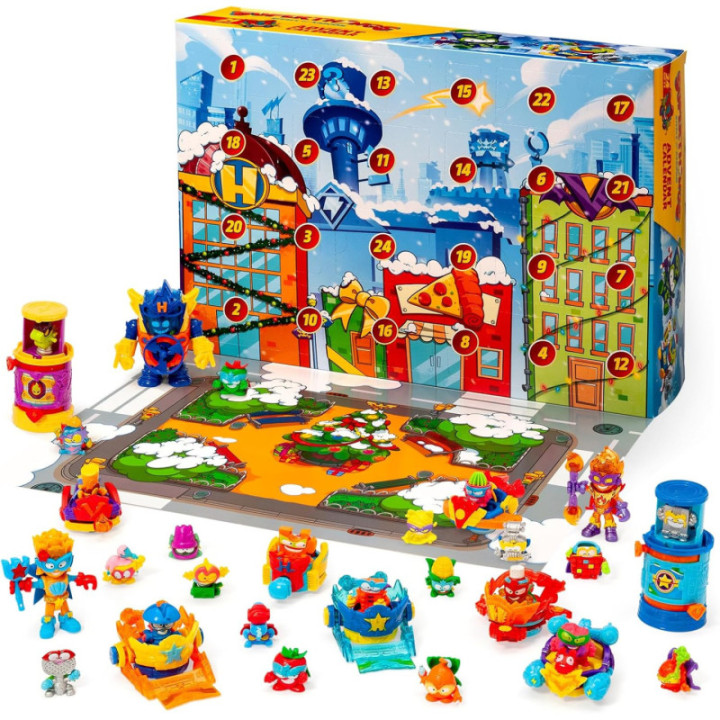 SUPERTHINGS Calendario de Adviento, 24 días de sorpresas con figuras y accesorios