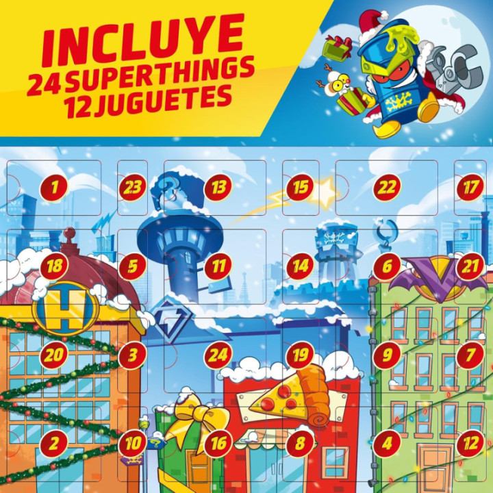 SUPERTHINGS Calendario de Adviento, 24 días de sorpresas con figuras y accesorios