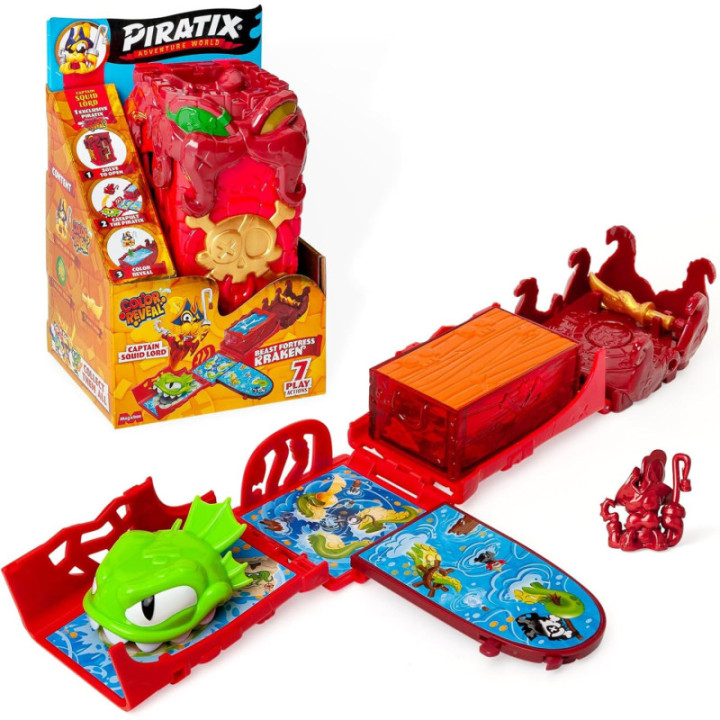 PIRATIX Beast Fortress Kraken, fortaleza con figura Color Reveal y accesorio