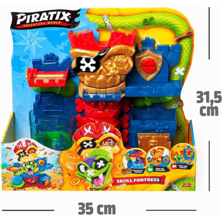 PIRATIX Skull Fortress, fortaleza calavera con trampas y figura Color Reveal exclusiva