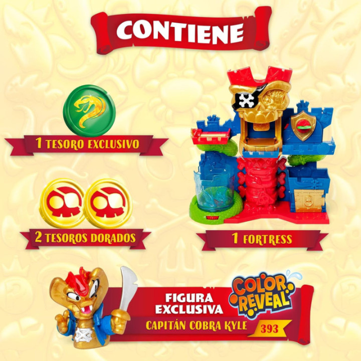 PIRATIX Skull Fortress, fortaleza calavera con trampas y figura Color Reveal exclusiva