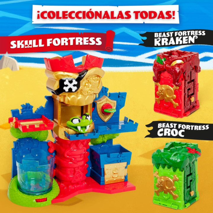 PIRATIX Skull Fortress, fortaleza calavera con trampas y figura Color Reveal exclusiva