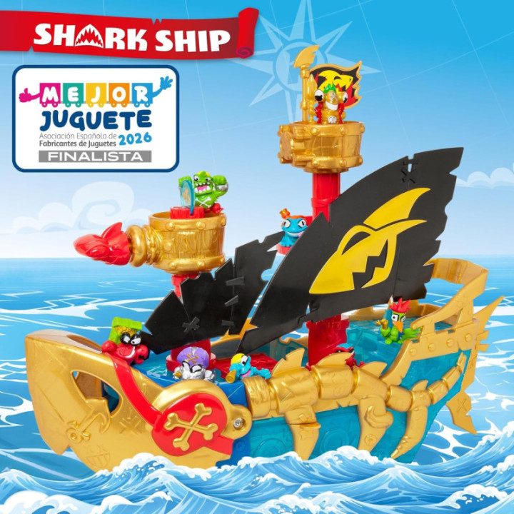 PIRATIX Shark Ship, barco tiburón con figura exclusiva, tesoro y proyectil