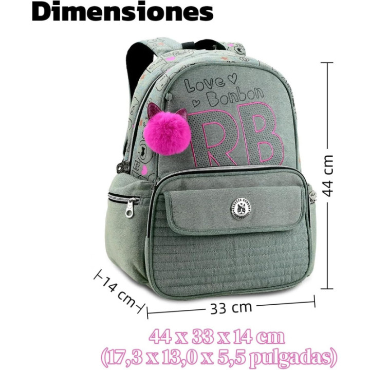 Clio Style x Rebecca Bonbon, mochila escolar de 17 pulgadas, RB3164AE
