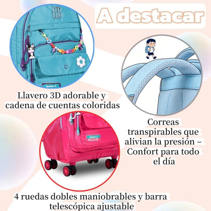 Clio Style x Rebecca Bonbon, mochila con ruedas de 19 pulgadas, azul, RB24105AZ