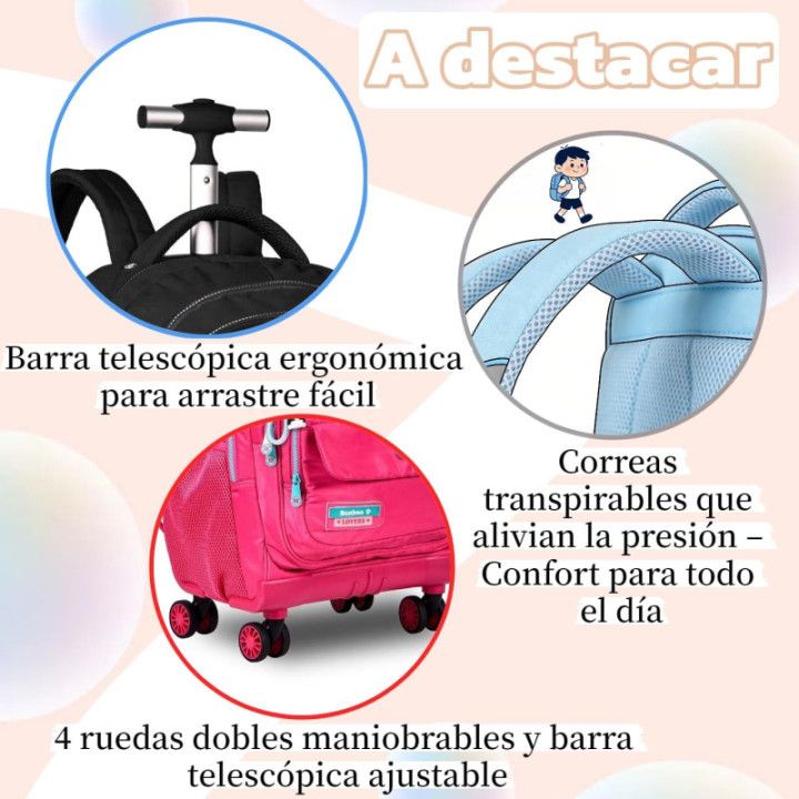 Clio Style x Rebecca Bonbon, mochila con ruedas de 19 pulgadas, rosa, RB24105RS