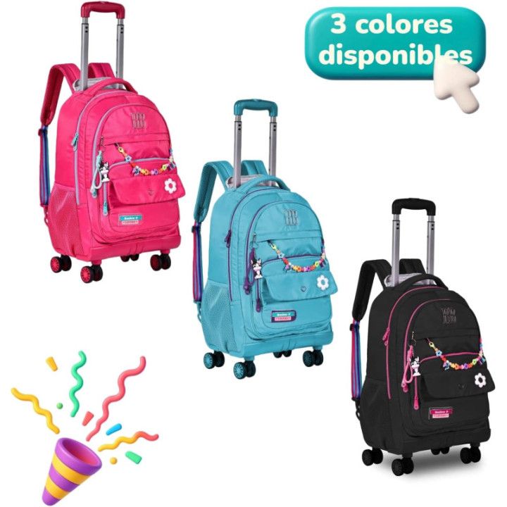 Clio Style x Rebecca Bonbon, mochila con ruedas de 19 pulgadas, rosa, RB24105RS