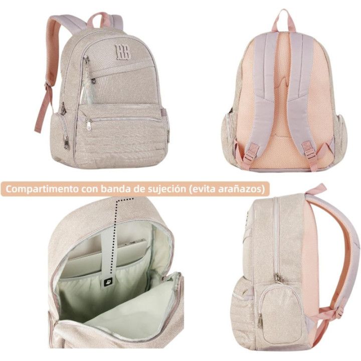 Clio Style x Rebecca Bonbon, mochila escolar rosa de 17 pulgadas, 44 × 33 × 14 cm
