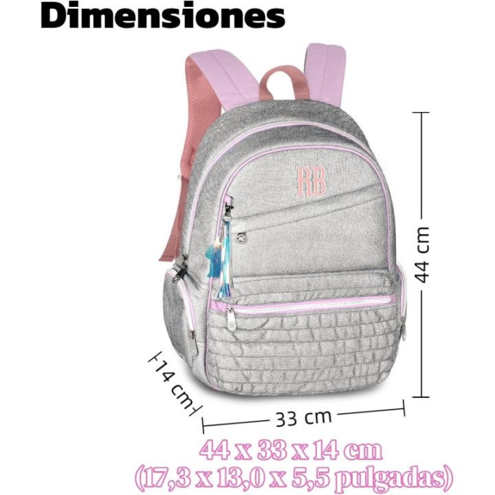 Clio Style x Rebecca Bonbon, mochila escolar rosa de 17 pulgadas, 44 × 33 × 14 cm