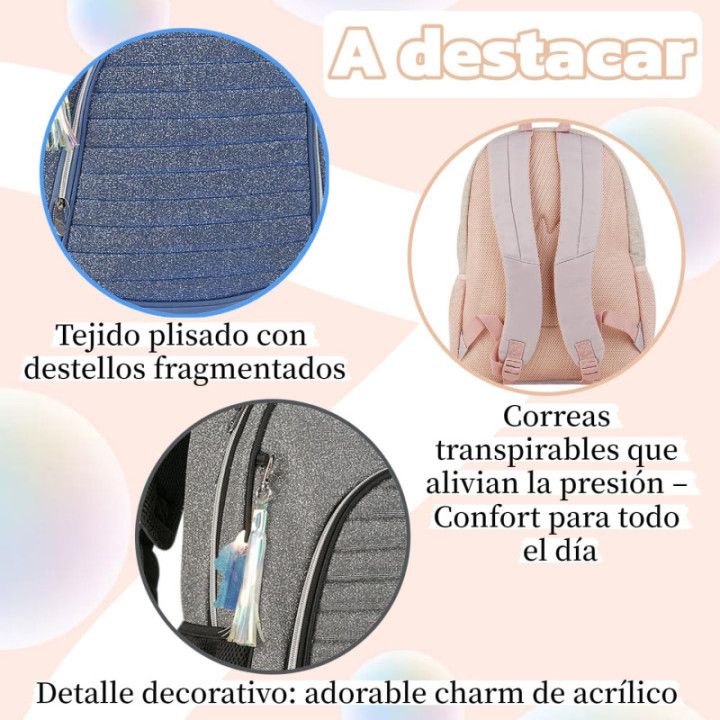 Clio Style x Rebecca Bonbon, mochila escolar azul de 17 pulgadas, 44 × 33 × 14 cm