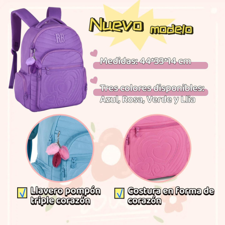Clio Style x Rebecca Bonbon, mochila escolar de 17,5 pulgadas, verde, RB24581VD