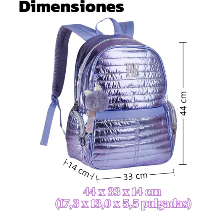 Clio Style x Rebecca Bonbon, mochila escolar, morado, RB3115LL