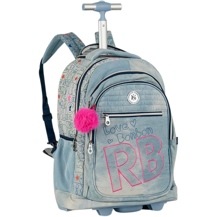 Clio Style x Rebecca Bonbon, mochila con barra telescópica y cuatro ruedas dobles, RB3163AC