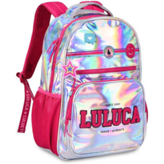 Clio Style x Luluca, mochila escolar iridiscente de 17,5 pulgadas, LU24012