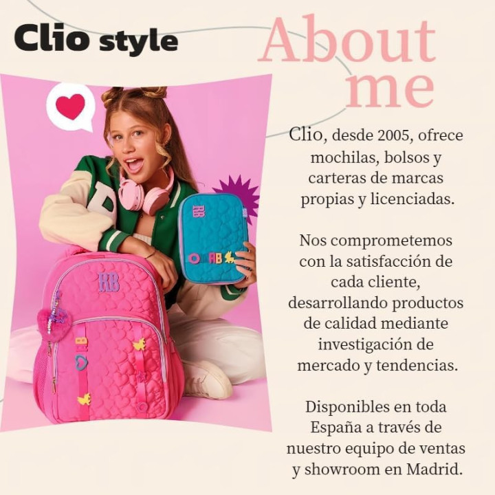 Clio Style x Luluca, mochila escolar iridiscente de 17,5 pulgadas, LU24012