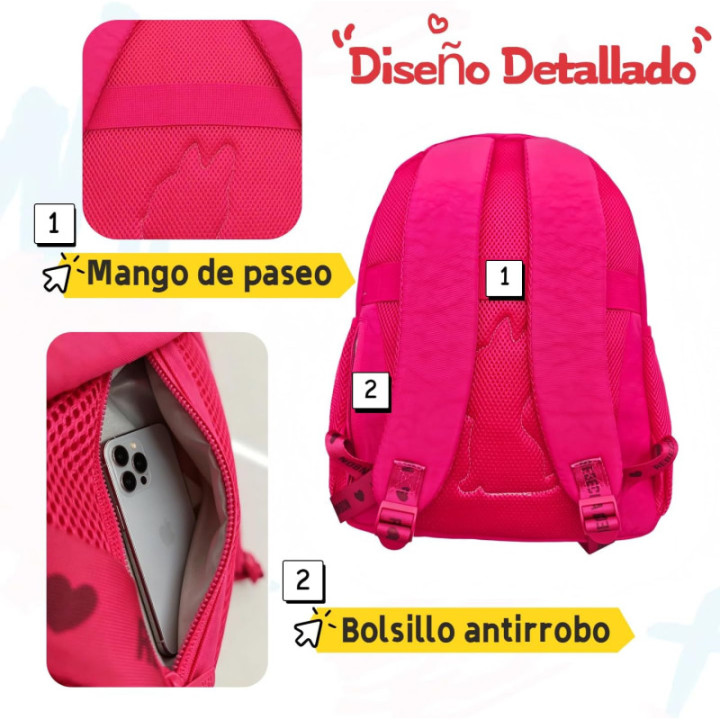 Clio Style x Rebecca Bonbon, mochila escolar lila con textura de rombos, RB3522LL