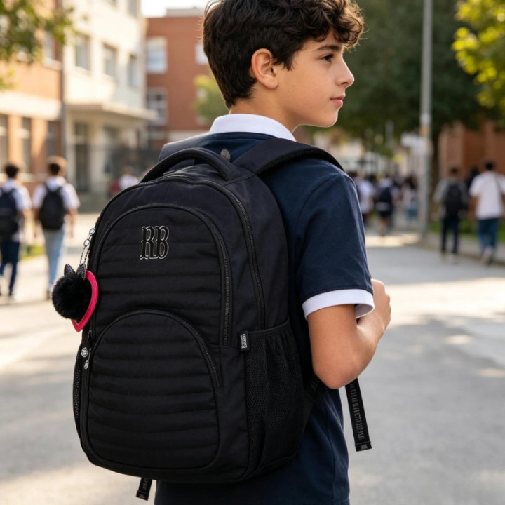 Clio Style x Rebecca Bonbon, mochila escolar lila con textura de rombos, RB3522LL